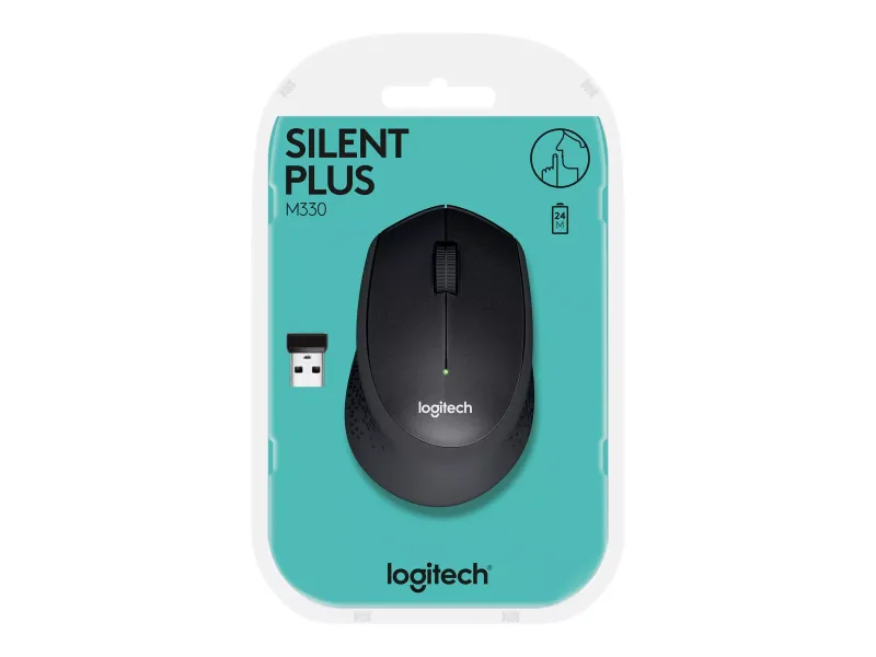 Logitech M330 SILENT PLUS Mouse 3 buttons wireless 2.4 GHz USB wireless receiver black