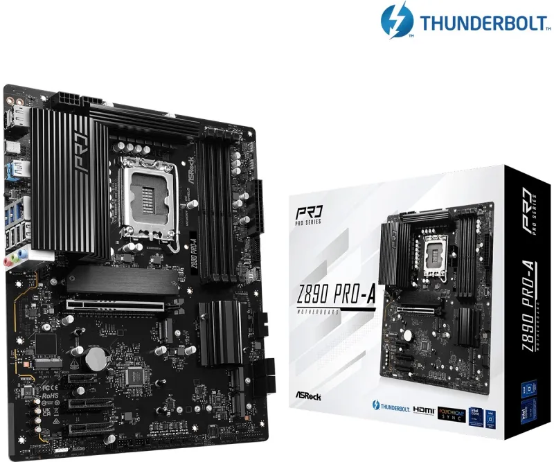 ASRock Z890 Pro-A ATX — Intel Z890 chipset, LGA 1851, DDR5, 4x DIMM, 256GB, 2.5Gb LAN, PCIe Gen5