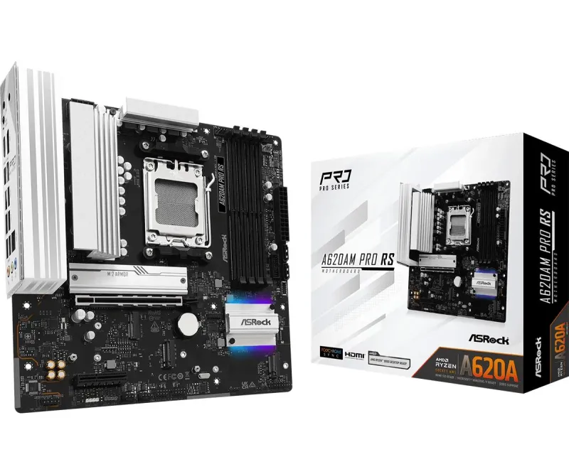ASRock A620AM Pro RS AM5 AMD A620A DDR5 HDMI 2.1 DisplayPort 1.4 mATX