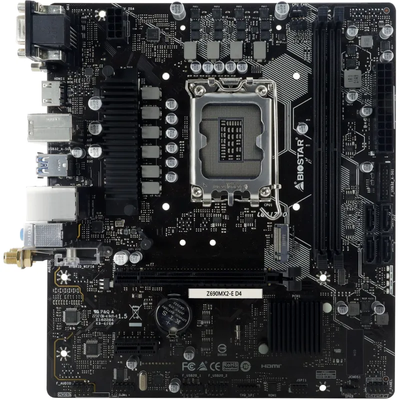 Biostar Z690MX2-E D4 micro ATX, Intel Z690, LGA 1700, DDR4, 2x DIMM, 64 GB, 2.5Gb LAN, 4x SATA III, 1x M.2