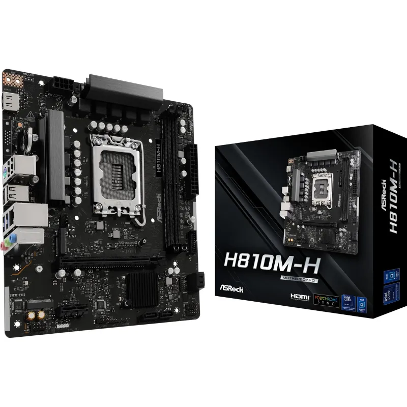 ASRock H810M‑X micro ATX Intel H810 LGA 1851 DDR5 2× DIMM 128GB M.2 2.5GbE HDMI DisplayPort