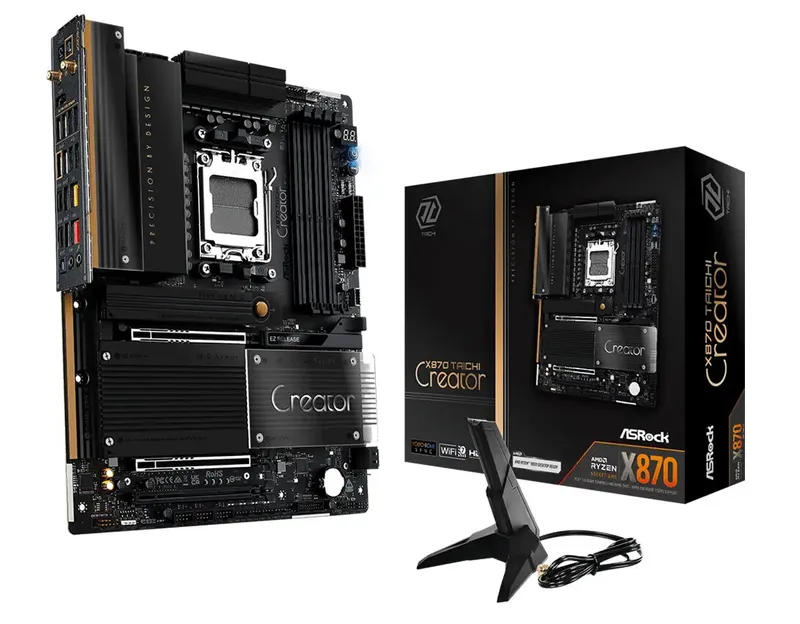 ASRock X870 Taichi Creator ATX — AMD X870, Socket AM5, DDR5, 4 DIMM, 256 GB, 10Gb Ethernet, Wi‑Fi 7