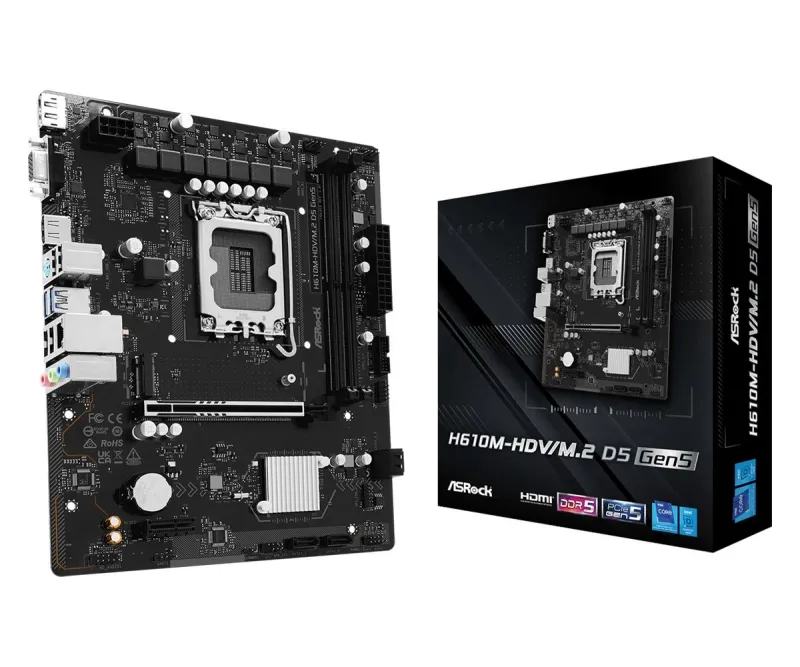 ASRock H610M-HDV/M.2 D5 Gen5 (LGA1700, mATX, DDR5, PCIe 5.0)