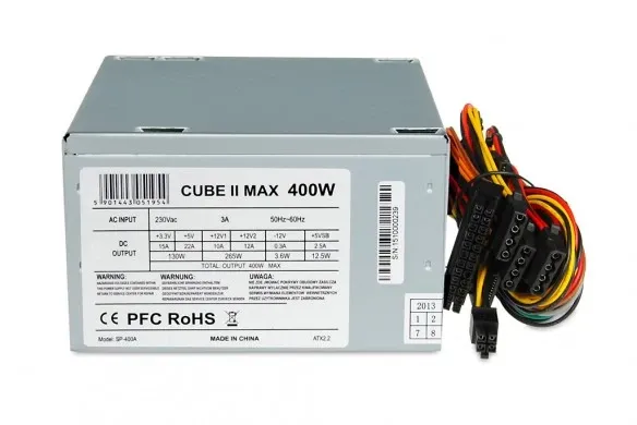 IBOX ATX CUBE II 400 W — 20+4 pin, 120 mm, sudraba
