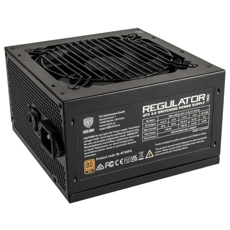 KOLINK 750W Regulator 80 PLUS Gold, ATX 3.0, PCIe 5.0