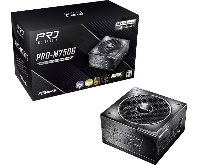 ASRock PRO-M750G 750W 80 PLUS Gold Fully Modular ATX Power Supply