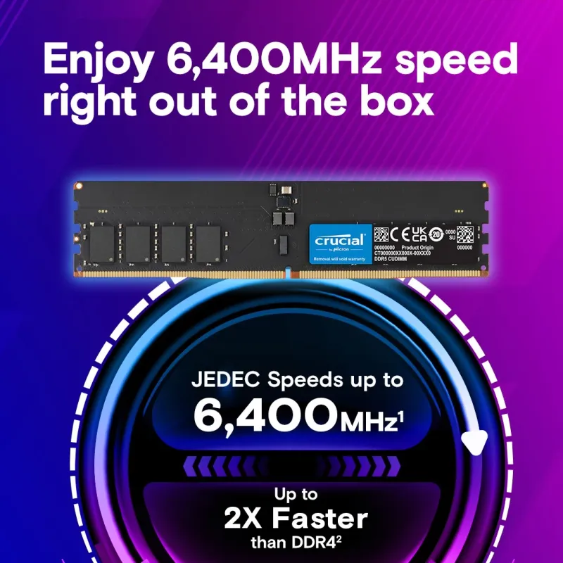 Crucial 32GB DDR5-3200 CL52 ECC Unbuffered Black CT32G64C52CU5