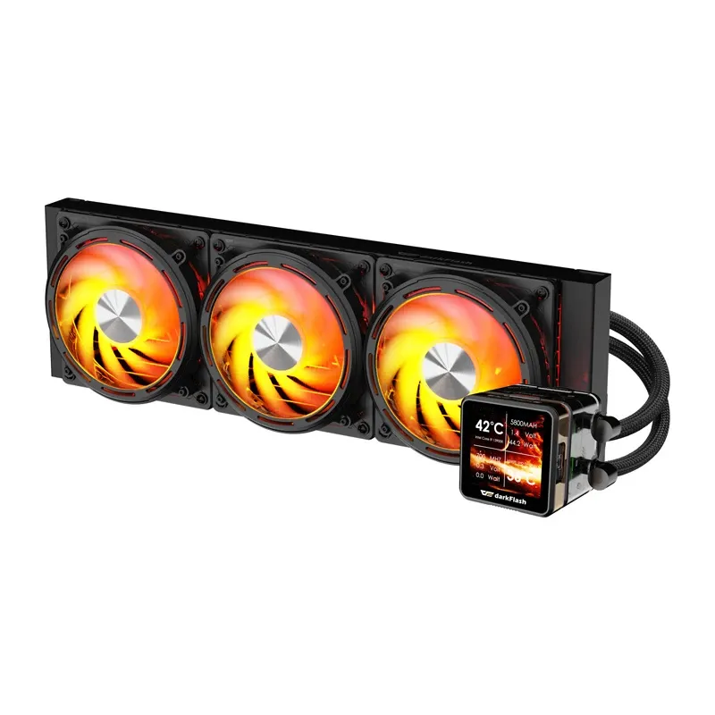 DARKFLASH DE360 Black All-in-One Liquid CPU Cooler, 360mm Radiator, 3x 120mm PWM Fans, White LED Pump