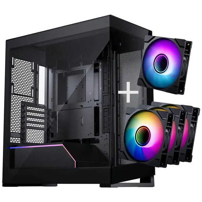 PHANTEKS NV5 MK2 ATX DRGB Satin Tempered Glass + 3-Pack M25 Gen2 PWM D-RGB Reverse Blade