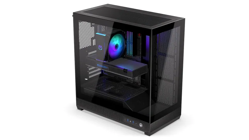 ENDORFY Fishtank 6000 Flex Mid-Tower PC Case - Black, Dual Tempered Glass, USB-C, E-ATX, Back-Connect Ready (No Fans)