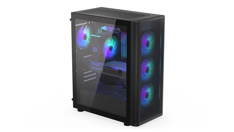 ENDORFY Ventum 400 ARGB ATX PC Case - Black, Tempered Glass, 4x Stratus 120 PWM ARGB Fans, ARGB & PWM Controller, USB-C