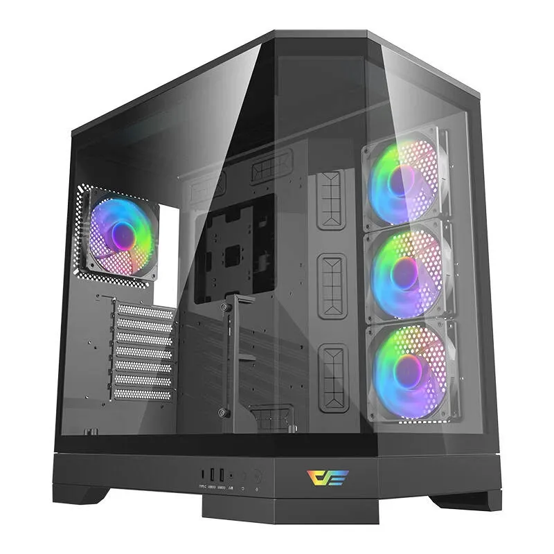 DARKFLASH DQX90 Black Mid-Tower Computer Case with Tempered Glass