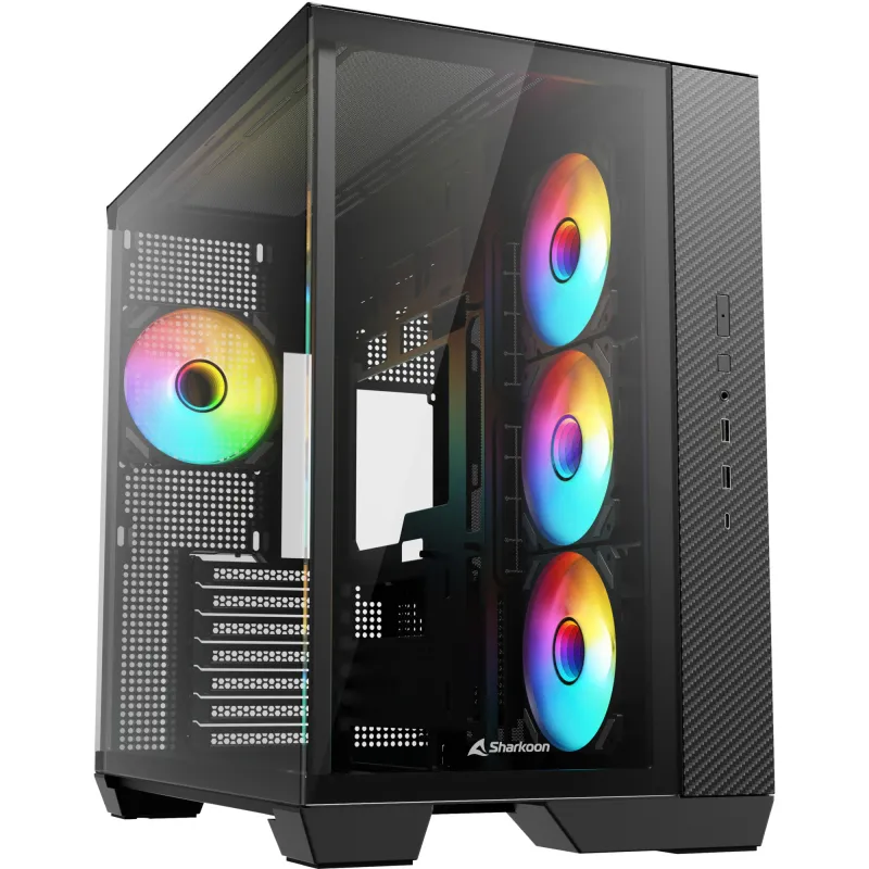 Sharkoon Steel Shark Black Tempered Glass x2 Mid-Tower Case