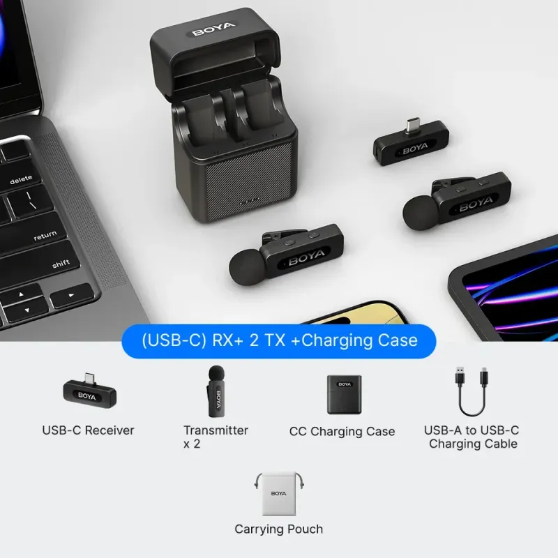 BOYA BY-V30 USB-C Wireless Lavalier Microphone (Black)