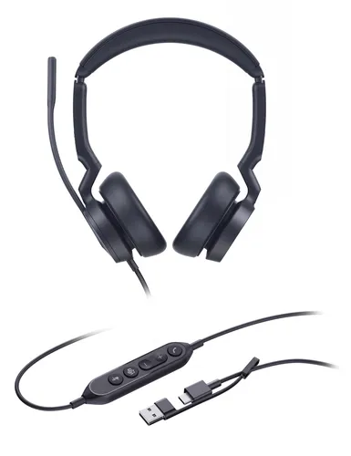 Yealink UH46 Dual Teams USB-C/A Wired Head-band Office/Call center USB Type-C USB Type-A Black