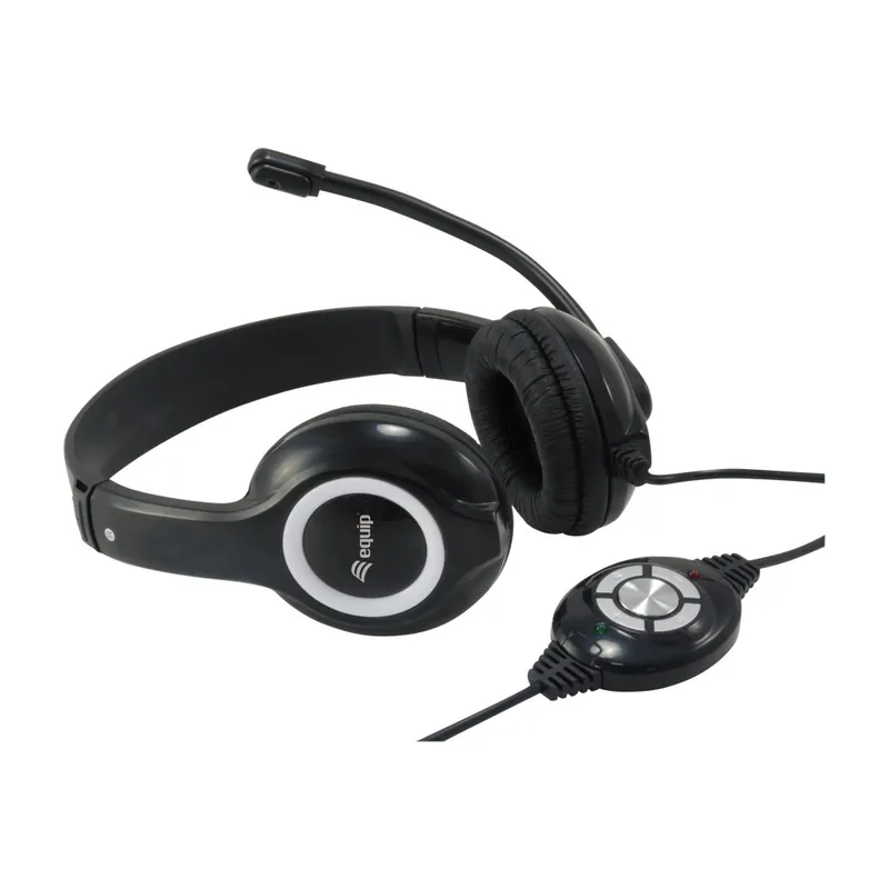 Equip naglavne z USB črne kontrolnik na kablu