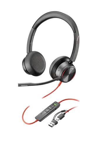 HP Poly Blackwire 8225 Stereo USB-C Headset +USB-C/A Adapter