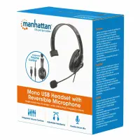 Manhattan Mono USB Headset Over-Ear with Reversible Microphone